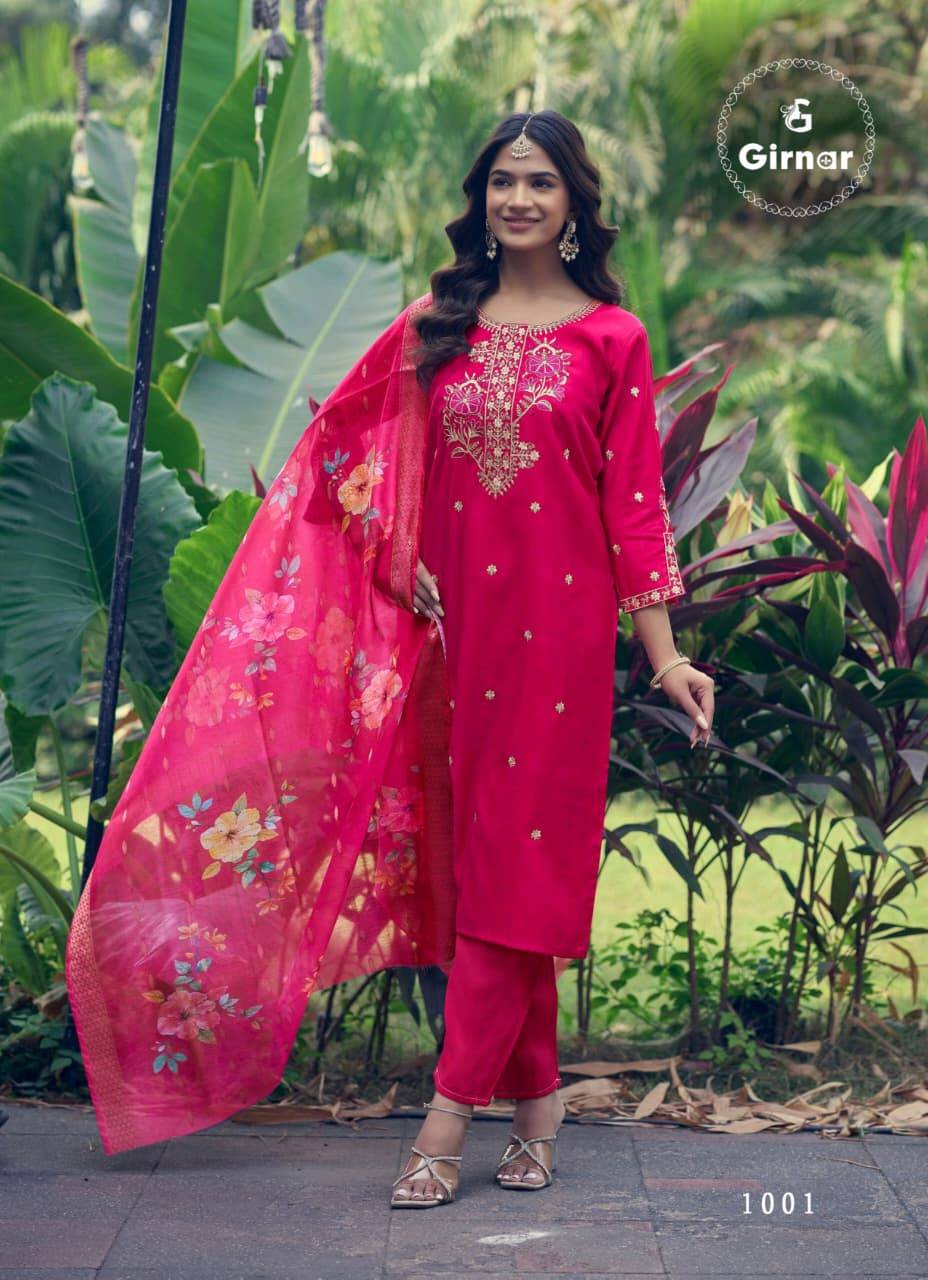  DHVANI VOL-1 By Girnar 1001 To 1008 Series Beautiful Festive Suits Colourful Stylish ROMAN SILK readymade dresses At Wholesale Price
